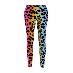 Rainbow Leopard Print Women’s Cut & Sew Casual Leggings