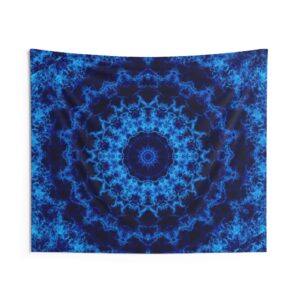 Royal Blue Creative colorful Mandala, sacred, abstract kaleidoscope Indoor Wall Tapestries