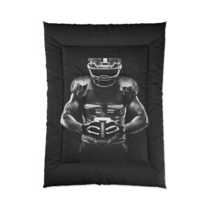 Black Comforter with Football Player – Football Bedding – Football Themed Comforter