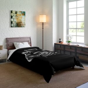 Black Comforter with Football Player – Football Bedding – Football Themed Comforter
