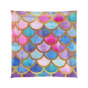 Rainbow Colorful Bright Tye Dye Mermaid Scales Pattern Comforter