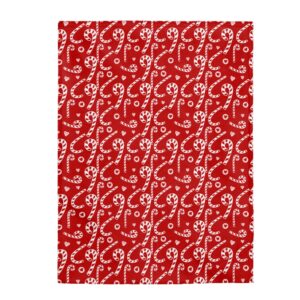 Candy Cane Velveteen Plush Blanket