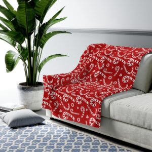 Candy Cane Velveteen Plush Blanket