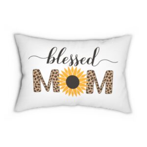 Sunflower Blessed Mom Spun Polyester Lumbar Pillow