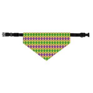 Mardi Gras Pattern Fleur De Lis Pet Bandana Collar