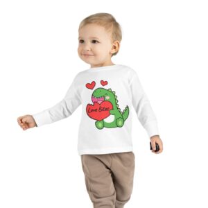 Dinosaur Valentines Day Toddler Long Sleeve Tee