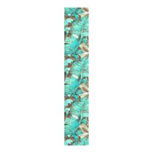 Turquoise Brown Hawaiian Floral Table Runner
