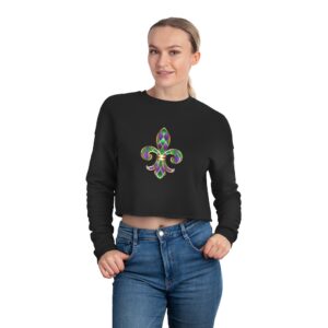 Mardi Gras Fleur De Lis Women’s Cropped Sweatshirt