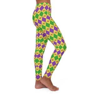 Mardi Gras New Orleans Fleur De Lis Purple Green Yellow Gold Women’s Spandex Leggings