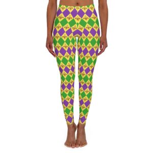 Mardi Gras New Orleans Fleur De Lis Purple Green Yellow Gold Women’s Spandex Leggings