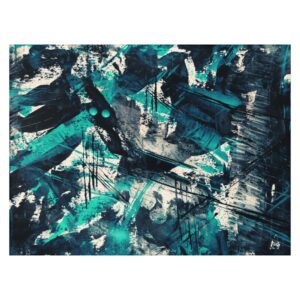 Teal White Modern Dornier Rug