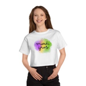 Watercolor Mardi Gras Champion Women’s Heritage Cropped T-Shirt