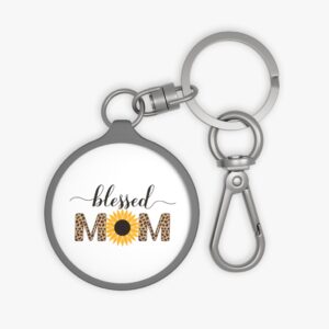 Leopard Sunflower Blessed Mom Keyring Tag