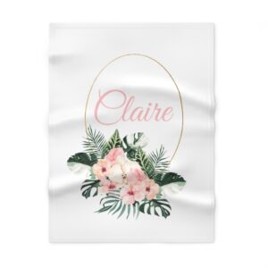 Personalized Floral Wreath Soft Fleece Baby Blanket