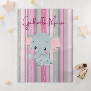 Personalized Elephant Baby Blanket – Soft Fleece Baby Blanket