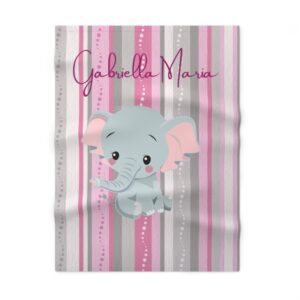 Personalized Elephant Baby Blanket – Soft Fleece Baby Blanket