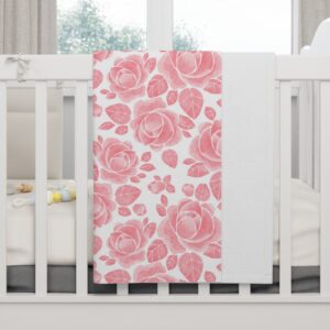 Pink Floral Watercolor Soft Fleece Baby Blanket