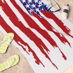 Distressed American Flag Beach Towel, 30×60