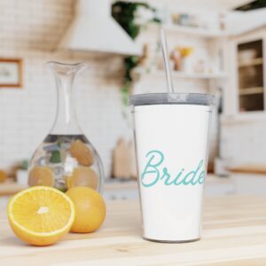 Personalized Bride Plastic Tumbler with Straw