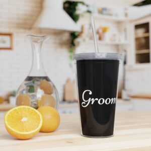 Personalized Groom Plastic Tumbler with Straw