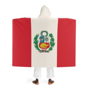 Peruvian Flag Hooded Sherpa Fleece Blanket