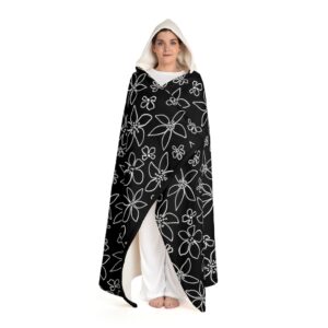 Floral Hooded Sherpa Fleece Blanket