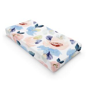 Blue and Pink Floral Baby Changing Pad Cover