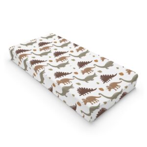 Neutral Color Dinosaurs Baby Changing Pad Cover