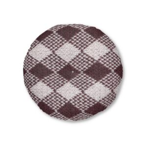 Diamond Plaid Pattern Tufted Floor Pillow, Round