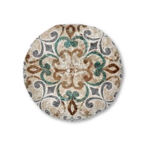 Vintage Italian And Moroccan Pattern Tufted Floor Pillow, Round