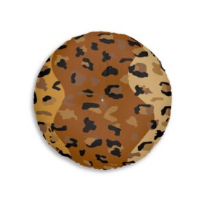 Leopard Print Tufted Floor Pillow, Round