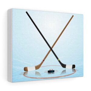 Hockey Sticks and Puck Canvas – Hockey Themed Canvas – Hockey Art – Hockey Wall Decor – Canvas Gallery Wraps