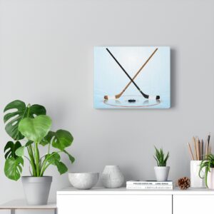 Hockey Sticks and Puck Canvas – Hockey Themed Canvas – Hockey Art – Hockey Wall Decor – Canvas Gallery Wraps