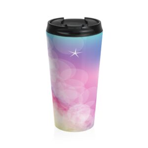 Colorful, Glowing, Bubbles, Soft Colors, Blurred Effect, Sky, Unicorn Colors- Stainless Steel Travel Mug