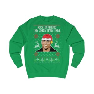 Thegabellashoppe The Rock Rockin Around The Christmas Tree Ugly Christmas Sweatshirt Sweater