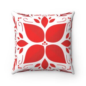 Christmas Red and White Spun Polyester Square Pillow