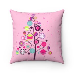 Christmas in Pink Spun Polyester Square Pillow