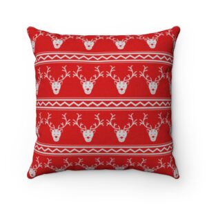 Red Reindeer Pillow Spun Polyester Square Pillow