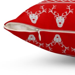 Red Reindeer Pillow Spun Polyester Square Pillow