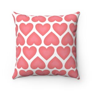 Light Pink Heart Pillow – Valentine’s Day Pillow – Valentine’s Day Decor – Spun Polyester Square Pillow