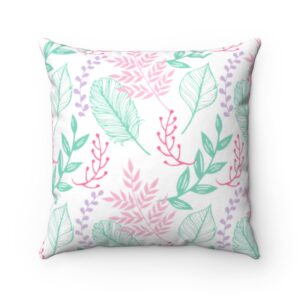 Pink, Lavender and Green Spring Floral Pillow – Decorative Pillow – Throw Pillow – Spun Polyester Square Pillow