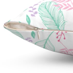 Pink, Lavender and Green Spring Floral Pillow – Decorative Pillow – Throw Pillow – Spun Polyester Square Pillow