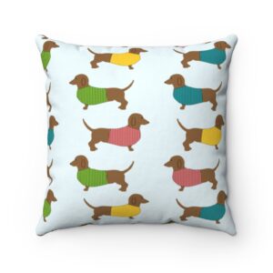 Colorful Dachshund Pillow – Doxie Pillow – Weiner Pillow – Love My Dachshund – Spun Polyester Square Pillow