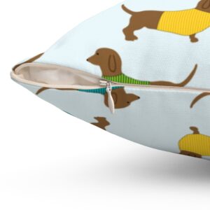 Colorful Dachshund Pillow – Doxie Pillow – Weiner Pillow – Love My Dachshund – Spun Polyester Square Pillow