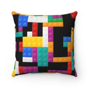 Building Blocks Throw Pillow – Building Blocks Decorative Pillow – Building Blocks Themed decor – Spun Polyester Square Pillow