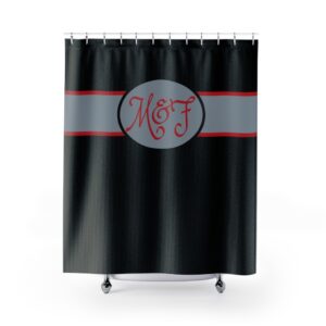 Black and Red Monogram – Personalized – Shower Curtains