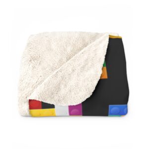 Building Blocks Themed Sherpa Fleece Blanket