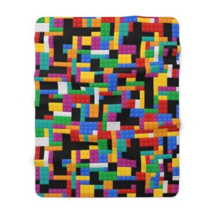 Building Blocks Themed Sherpa Fleece Blanket