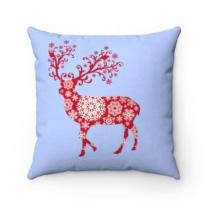 Snowflake Reindeer Faux Suede Square Pillow