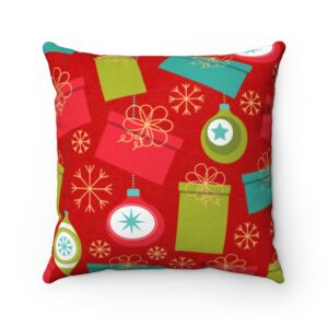 Gifts and Ornament Holiday Christmas Suede Square Pillow